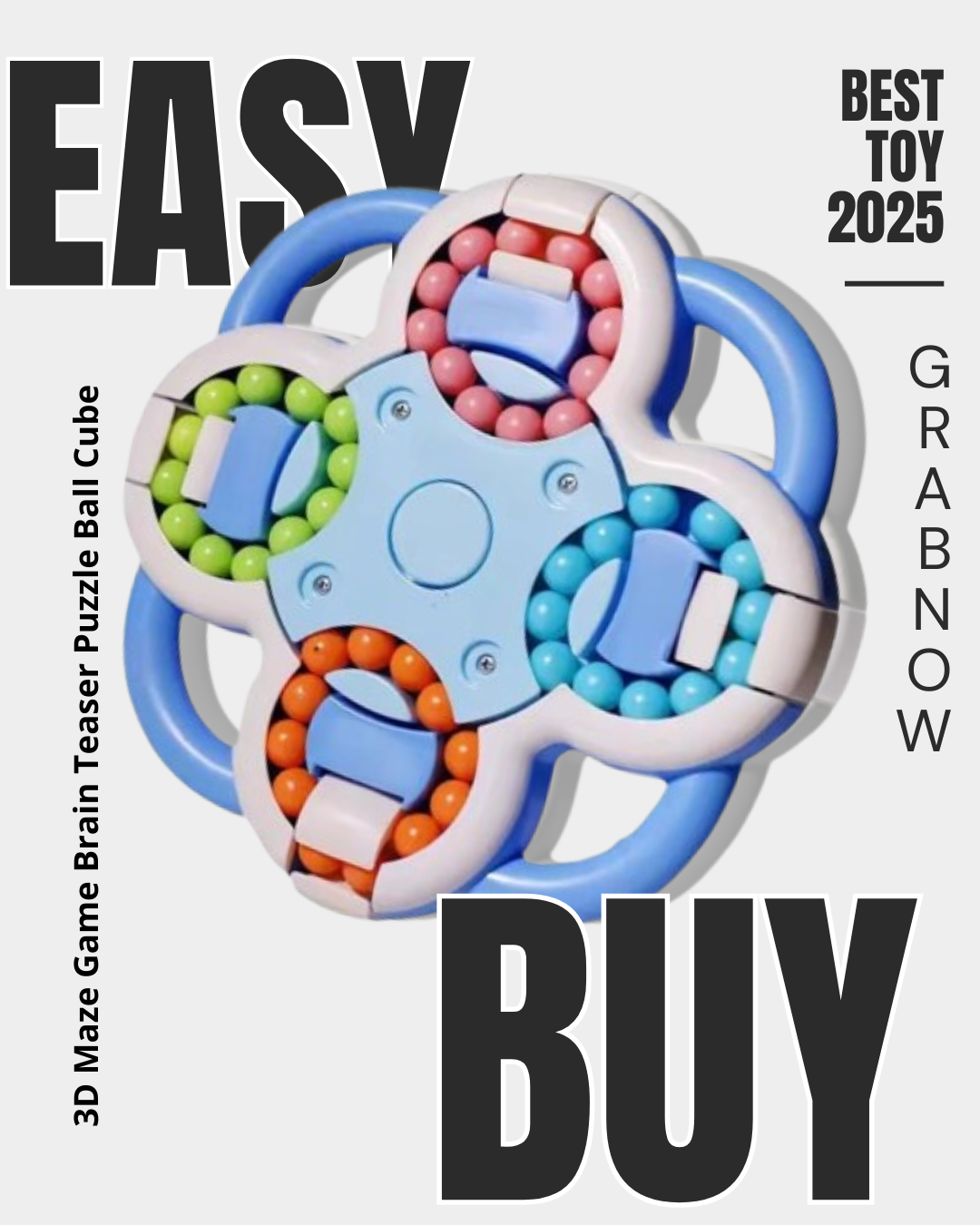 Easy Buy 3D Maze Game Brain Teaser Puzzle Ball Cube for Kids and Adults, Gravity Maze, Sensory Ages 6+ (Puzzle Ball),Multicolor