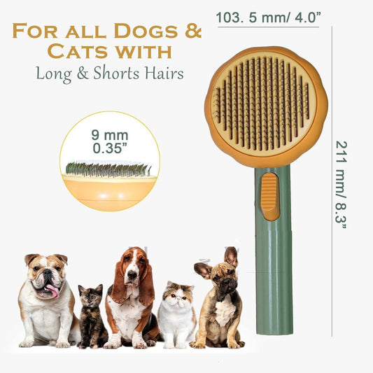 EasyBuy Self-Cleaning Pet Comb – Dog & Cat Grooming Brush, DE shedding & Hair Remover