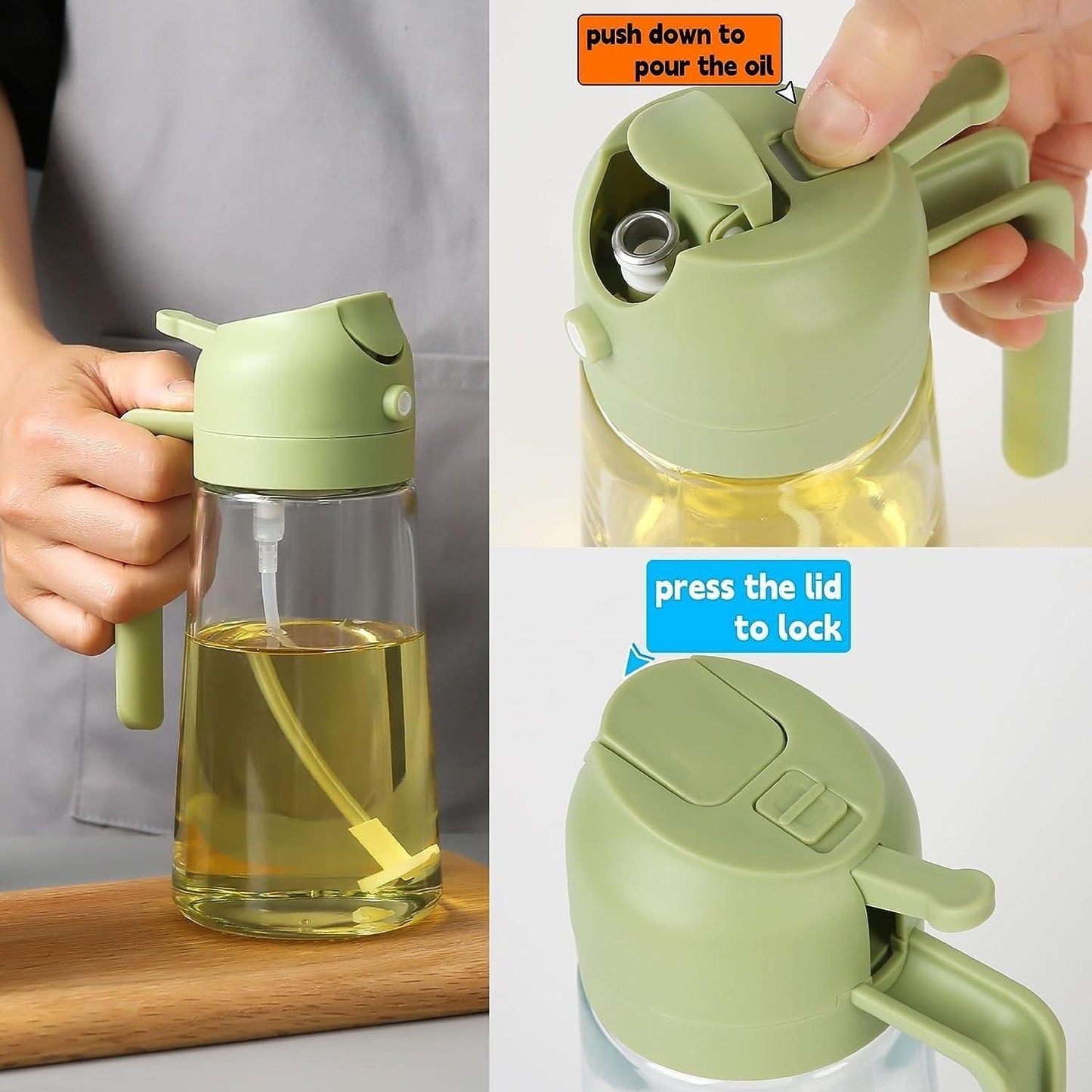 Easy Buy 500ml Portable Oil Sprayer & Dispenser – Dual Function Glass Bottle for Cooking, BBQ, Grilling & Kitchen Use | Spray & Pour Mode