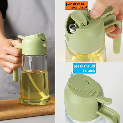 Easy Buy 500ml Portable Oil Sprayer & Dispenser – Dual Function Glass Bottle for Cooking, BBQ, Grilling & Kitchen Use | Spray & Pour Mode