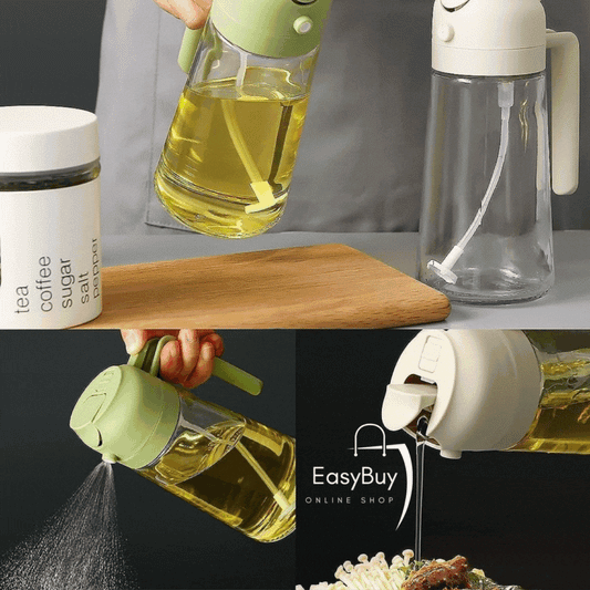 Easy Buy 500ml Portable Oil Sprayer & Dispenser – Dual Function Glass Bottle for Cooking, BBQ, Grilling & Kitchen Use | Spray & Pour Mode